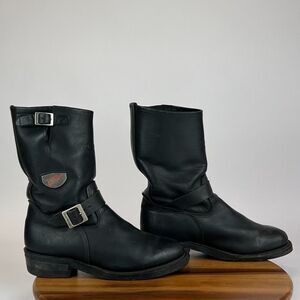 Mens Red Wing 968 Engineer‎ Black Leather Motorcycle Riding Boots Size 10 EE 2E